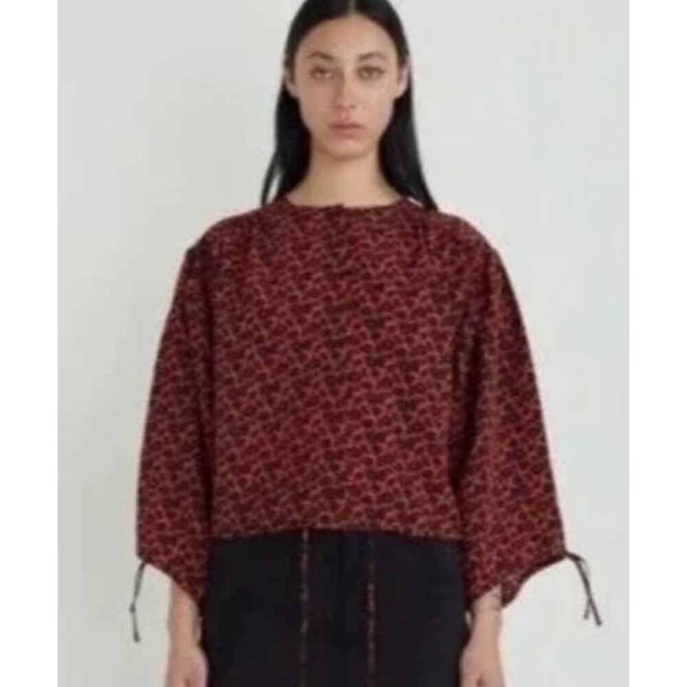 Rodebjer Shirt Small Womens Blouse Red Oversized Button Down 187